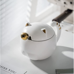 KEYIGOU Cute Cat Mugs Ceramic Coffee Cup with Kawaii Wooden Absorbent Coaster Tea Mug @ Amazon