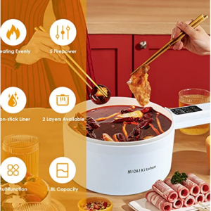 NICAI 1.8L Electric Cooker Steamer, Multifunctional Non-stick Pan @ Amazon
