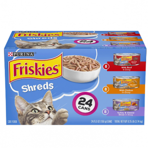 Purina Friskies Gravy Wet Cat Food Variety Pack, Shreds Beef, Chicken and Turkey & Cheese Dinner