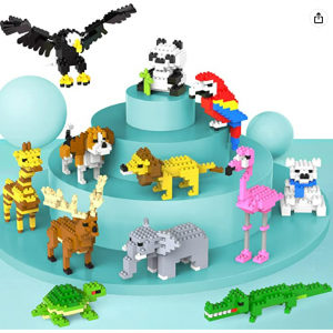 Kimiangel Party Favors for Kids Aged 8-12, 12 Pack Mini Animals Building Blocks Sets (1222 Pcs)