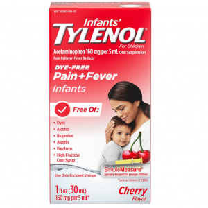 Tylenol Infants Acetaminophen Medicine, Pain & Fever Relief, Dye-Free Cherry, 1 fl. oz @ Amazon