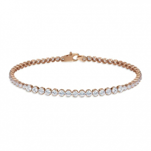 Теннисный браслет из красного золота с фианитами