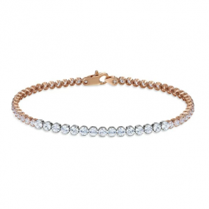 Теннисный браслет из комбинированного золота с фианитами