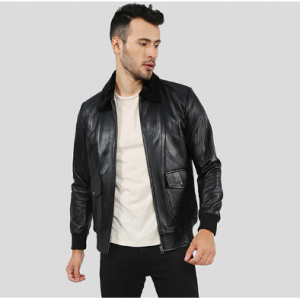 NYC Leather Jacket Flynn Black Bomber 皮夹克