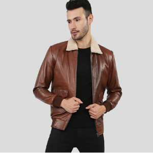 NYC Leather Jacket Marcel Brown Bomber 皮夹克