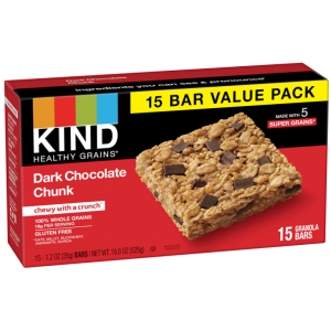 KIND Healthy Grains Bars, Dark Chocolate Chunk, 1.2 Ounce, 60 Count, Gluten Free @ Amazon