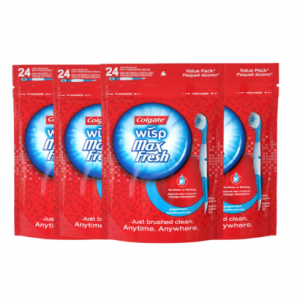 Colgate Max Fresh 一次性迷你旅行牙刷 薄荷味 24支 x 4包 无需水或冲洗 @ Amazon