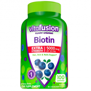 vitafusion Extra Strength Biotin Gummy Vitamins, Blueberry Flavored, 100 Count @ Amazon