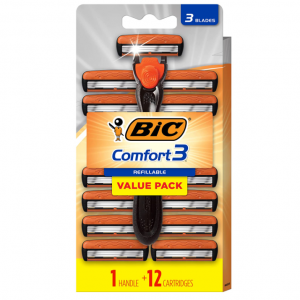 BIC Comfort 3 Refillable Three-Blade Disposable Razors for Men, 13 Piece Razor Kit @ Amazon