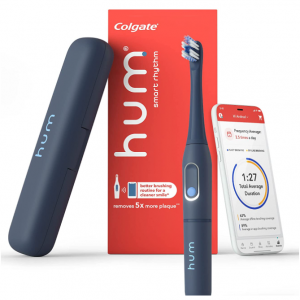 hum by Colgate Smart Rhythm Sonic Toothbrush Kit, Battery-Powered, Slate Grey
