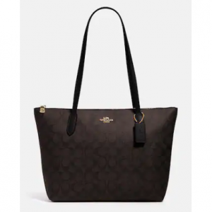 Coach Zip Top Tote In Signature Canvas @ Coach Outlet