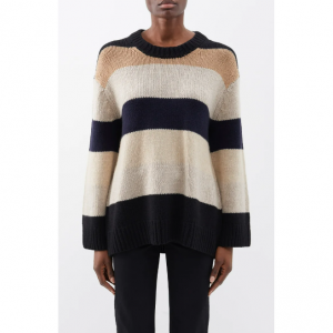 KHAITE Jade striped cashmere oversized sweater