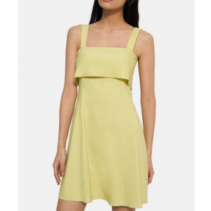 Theory Drape-Back Dress in Stretch Linen