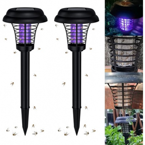 Hakol 2-Pack Outdoor Solar Bug Zapper - Waterproof LED Solar Mosquito Zapper @ Woot