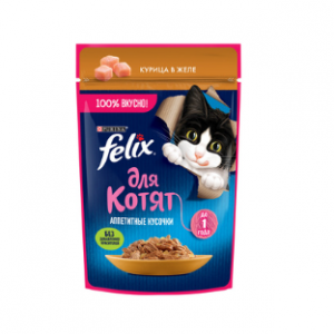 Felix аппетитные кусочки для котят, с курицей в желе