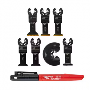  Milwaukee Oscillating Multi-Tool Blade Kit (7-Piece) and 1 Inkzall Black Fine Point Marker