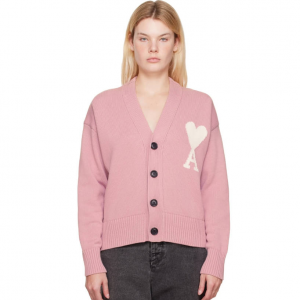 SSENSE官网 AMI ALEXANDRE MATTIUSSI Pink Ami de Cœur 女士粉色开衫6.1折特惠 
