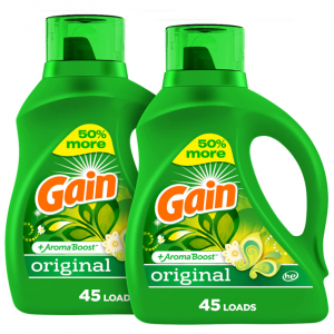 Gain Laundry Detergent Liquid Soap Plus Aroma Boost, Original Scent, He Compatible, 65 Oz, 2 Pack