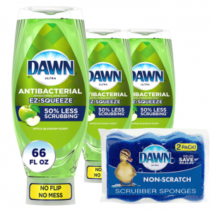 Dawn 加倍洁净易挤压洗碗液3瓶装 送2块清洁海绵 @ Amazon