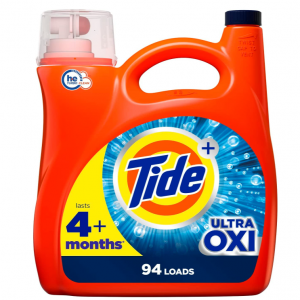 Tide Ultra Oxi Liquid Laundry Detergent, 94 loads, 146 fl oz, HE Compatible @ Amazon