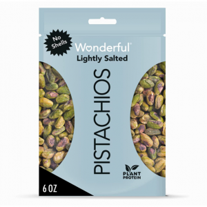 Wonderful Pistachios, No Shells, Lightly Salted Nuts, 6oz Resealable Bag @ Amazon