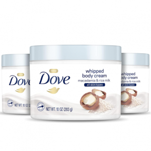 Dove Whipped Body Cream Dry Skin Moisturizer Macadamia & Rice Milk 10oz (Pack of 3) @ Amazon