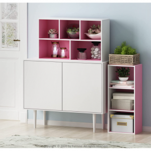 Furinno 3-Tier Open Shelf Bookcase, White/Pink 11003WH/PI @ Amazon