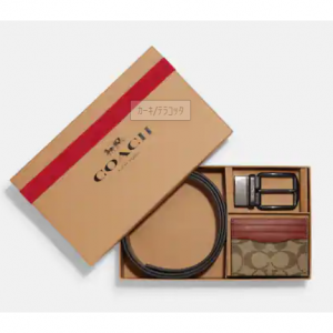 ボックスド カード ケース アンド ベルト ギフト セット カラーブロック シグネチャー キャンバス