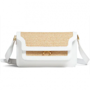 Marni East West leather & raffia effect bag