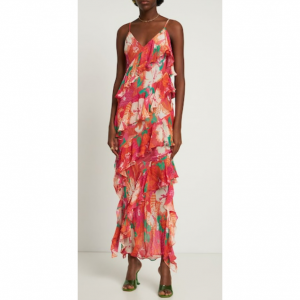 Msgm Printed viscose ruffled midi dress