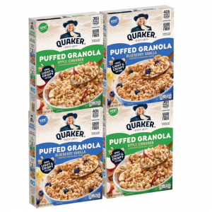 Quaker Puffed Granola Cereal Variety Pack, 4 Count @ Amazon
