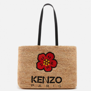 KENZO Logo-Appliquéd Large Raffia Tote Bag