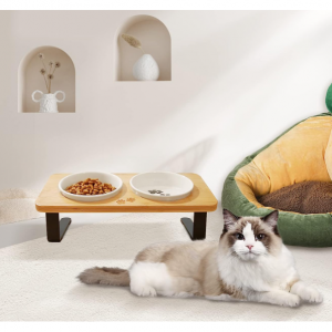 COMESOON Ceramic Elevated Cat Bowls, 15° Tilted Raised Cat Food Bowls @ Amazon