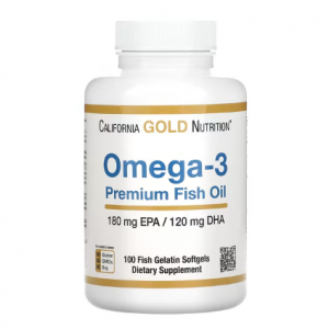 California Gold Nutrition, Omega-3 优质鱼油，180 EPA/120 DHA，100 粒鱼明胶软凝胶