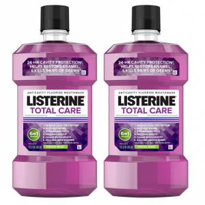 Listerine Total Care Anticavity Fluoride Mouthwash, Fresh Mint, 1 L, Pack of 2 @ Amazon