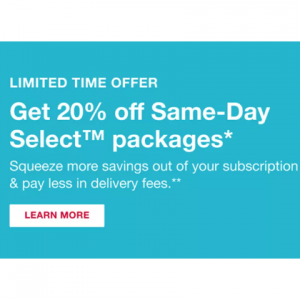 Limited time offer - Get 20% off Same-Day Select packages @ BJs