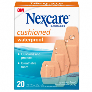 Nexcare Waterproof Cushioned Bandages, Assorted, 20 Count @ Amazon