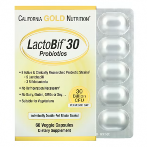 California Gold Nutrition, LactoBif 益生菌，300 亿菌落单位，60 粒素食胶囊