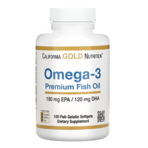 California Gold Nutrition, Omega-3 优质鱼油，180 EPA/120 DHA，100 粒鱼明胶软凝胶