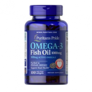 Puritan's Pride Omega-3 鱼油 1000 mg（300 mg活性 Omega-3）100 粒软胶囊