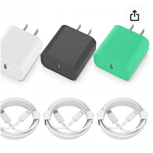 Extra 65% off 3 Pack 20W PD USB C Wall Charger Adapter with 3 Pack 5.9FT Type C to Lightning Cable
