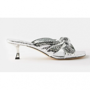 JIMMY CHOO Avenue 50 knotted metallic-leather mules