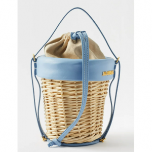 JACQUEMUS Leather-trim wicker bucket bag
