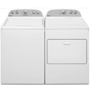 Whirlpool WPWADREW49502 并排式洗衣机和烘干机套装，带顶置式洗衣机和电动烘干机，白色