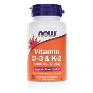 NOW Foods 维生素 D-3 和 K-2 素食胶囊 120 粒