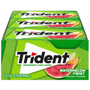 Trident Watermelon Twist Sugar Free Gum, 12 Packs of 14 Pieces (168 Total Pieces) @ Amazon