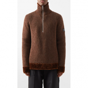 RAF SIMONS Half-zip chenille-trim sweater