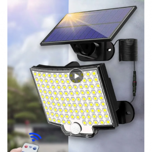 Solar Lamp 106LED Outdoor Super Bright Wall Lamp with Motion Sensor Remote Control Waterproof Cour