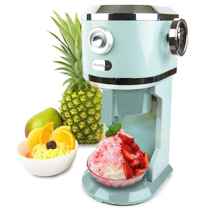 Nostalgia Snow Cone Shaved Ice Machine - Retro Table-Top Slushie Machine - Includes 2 Molds