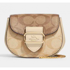 Coach Morgan Card Case On A Chain In Blocked Signature Canvas @ Coach Outlet